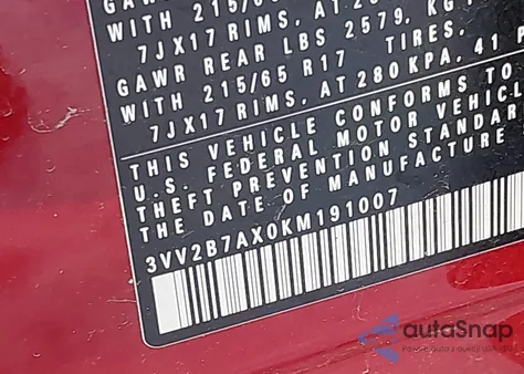 2019 Volkswagen Tiguan 2.0T Se/2.0T Sel/2.0T Sel R-Line/2.0T Sel R-Line Black z USA, uszkodzony, nr VIN 3VV2B7AX0KM191007